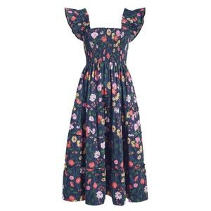 Elegant Blue and Pink Midi Dress